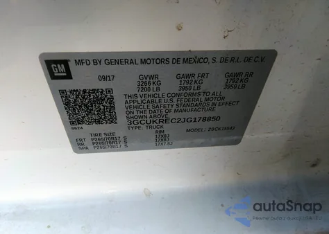 2018 Chevrolet Silverado 1500 1Lt z USA, uszkodzony, nr VIN 3GCUKREC2JG178850